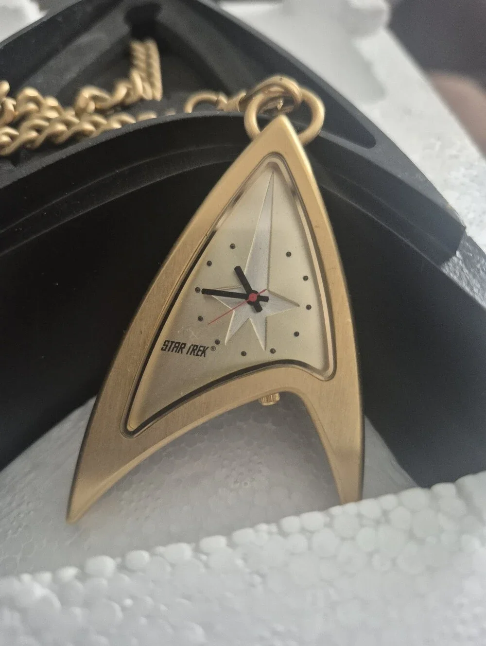 Vtg Star Trek 30th Anniversary Fossil Pocket Watch Gold Tone Chain New Battery